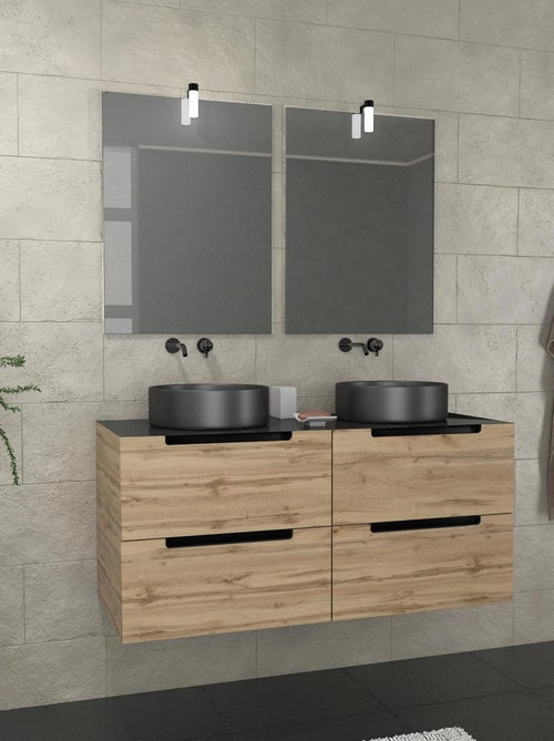 Conjunto de cuarto de baño con 2 lavabos redondos y 2 espejos rectangulares LED - Kiabi