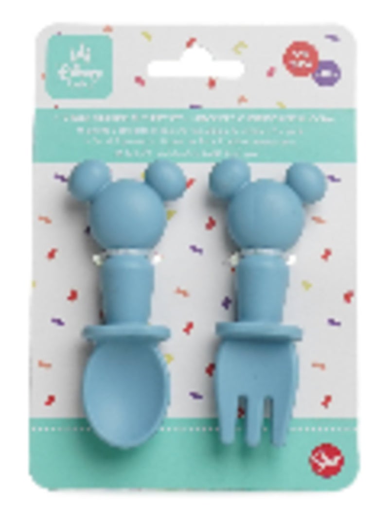 Conjunto de cubiertos de silicona Disney Baby Mickey, Thermobaby 2 piezas Azul - Kiabi