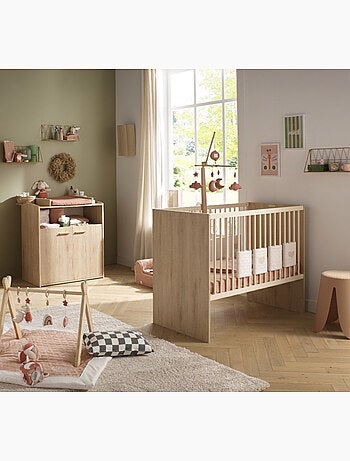Conjunto de dormitorio para bebé: Cuna de 60 x 120 evolutiva y cambiador de dos puertas - SAUTHON