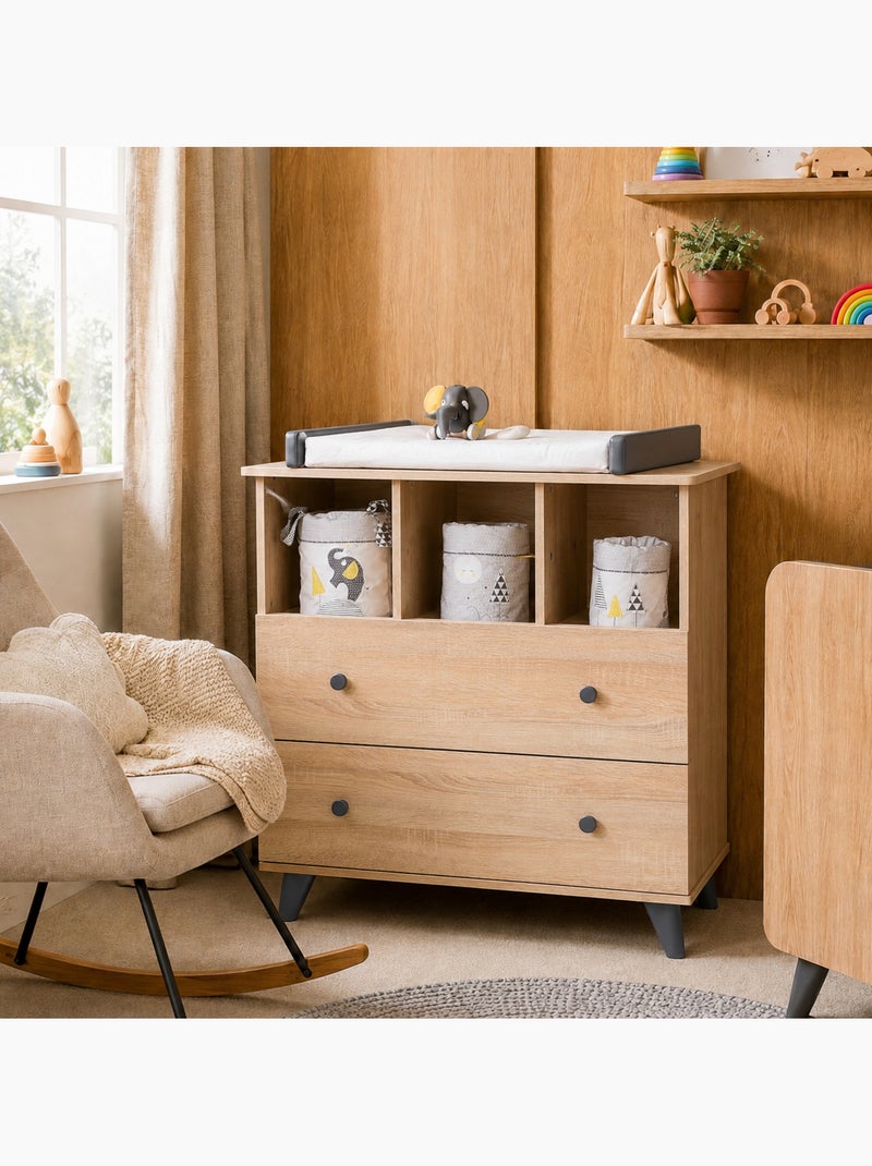 Conjunto de dormitorio para bebé: cuna de 60 x 120 y cambiador con 2 cajones con acabado - SAUTHON Gris marrón - Kiabi