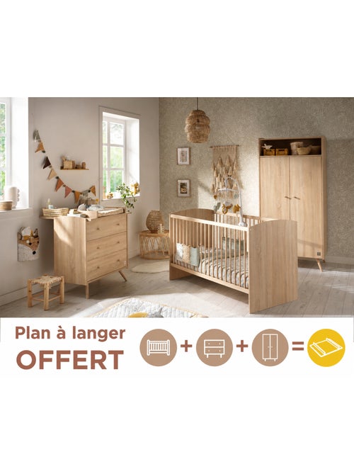 Conjunto de dormitorio para bebé >: cuna de 70 x 140 evolutiva, cambiador con 3 - SAUTHON - Kiabi Conjunto de dormitorio para bebé >: cuna de 70 x 140 evolutiva, cambiador con 3 - SAUTHON - Kiabi