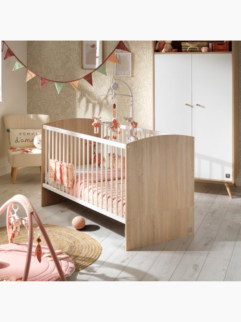Conjunto de dormitorio para bebé >: cuna evolutiva de 70 x 140, cambiador con 3 - SAUTHON Blanco Marrón - Kiabi