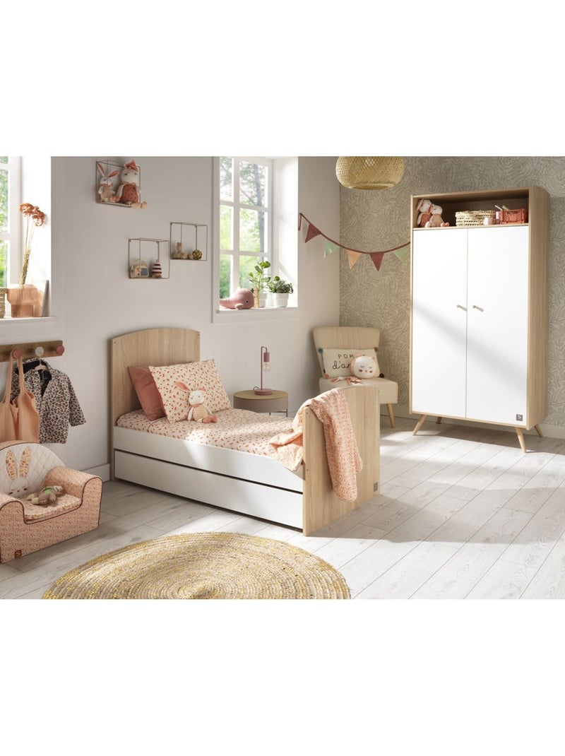 Conjunto de dormitorio para bebé >: cuna evolutiva de 70 x 140, cambiador con 3 - SAUTHON Blanco Marrón - Kiabi