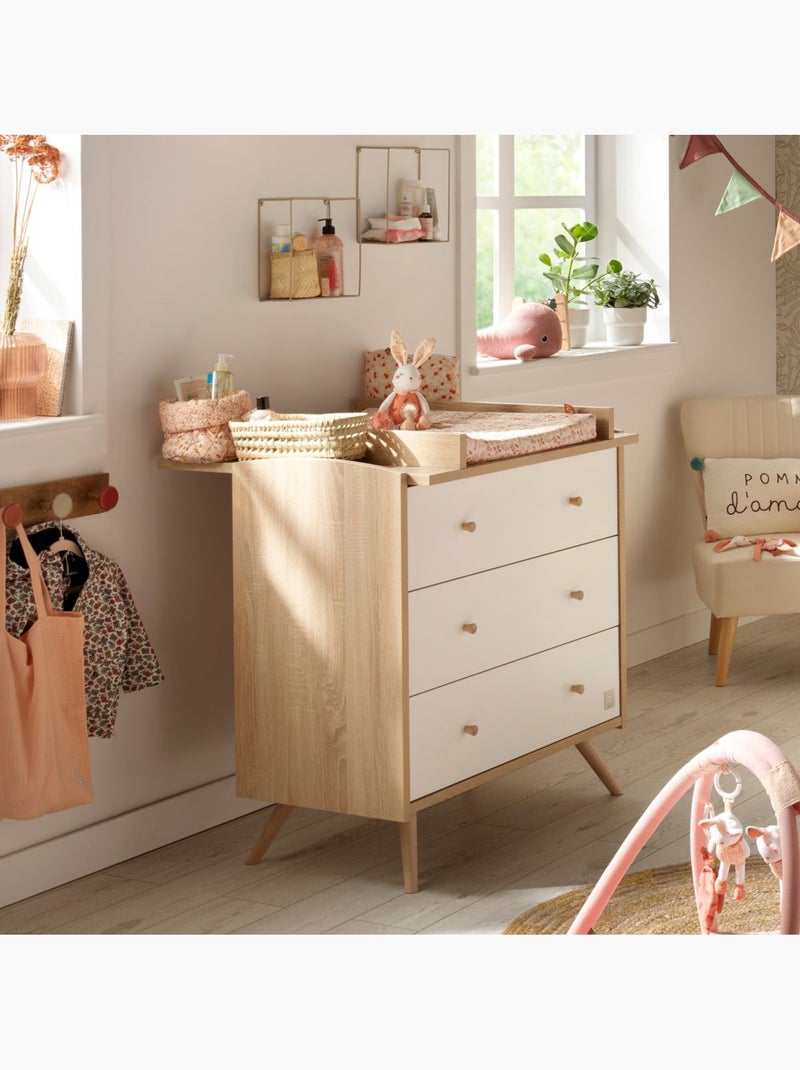 Conjunto de dormitorio para bebé >: cuna evolutiva de 70 x 140, cambiador con 3 - SAUTHON Blanco Marrón - Kiabi