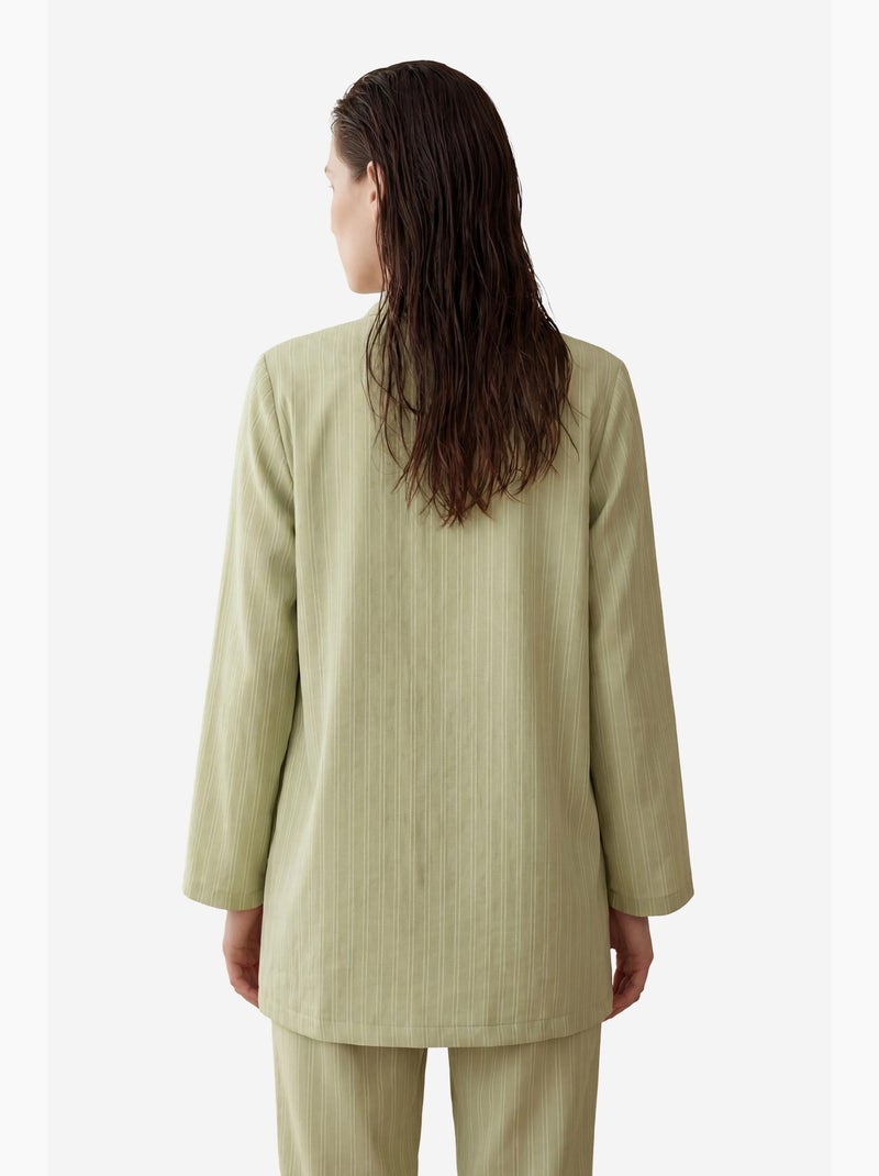Conjunto de dos piezas a rayas con cuello abierto my fashion Verde pastel - Kiabi