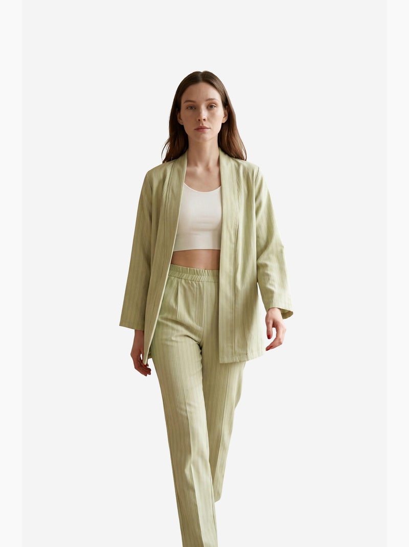 Conjunto de dos piezas a rayas con cuello abierto my fashion Verde pastel - Kiabi