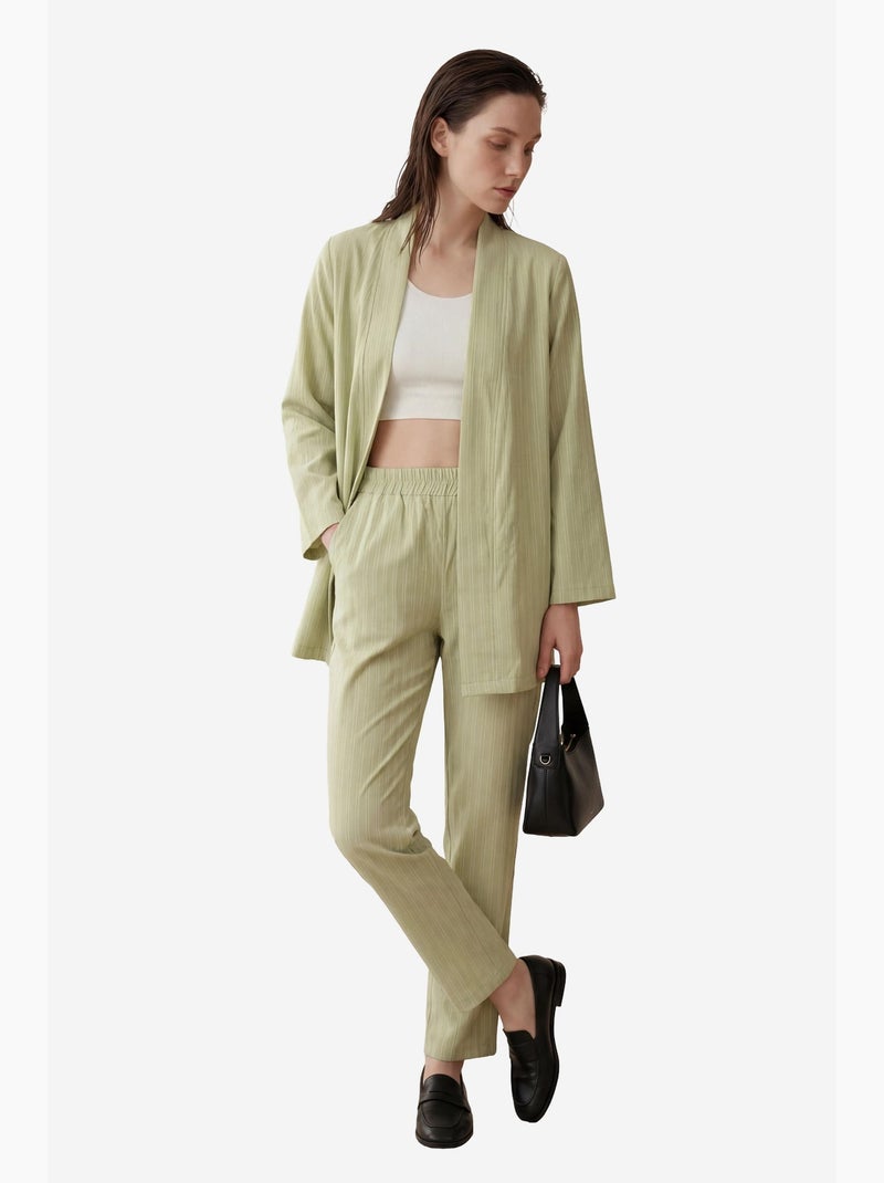 Conjunto de dos piezas a rayas con cuello abierto my fashion Verde pastel - Kiabi