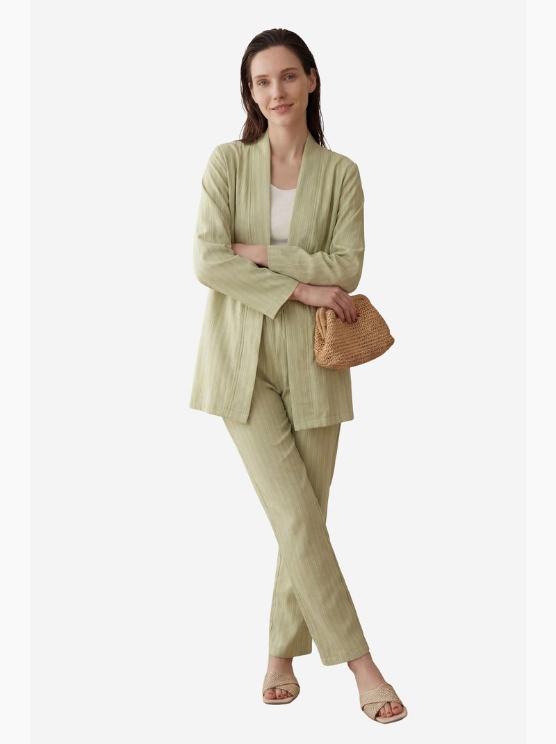 Conjunto de dos piezas a rayas con cuello abierto my fashion Verde pastel - Kiabi