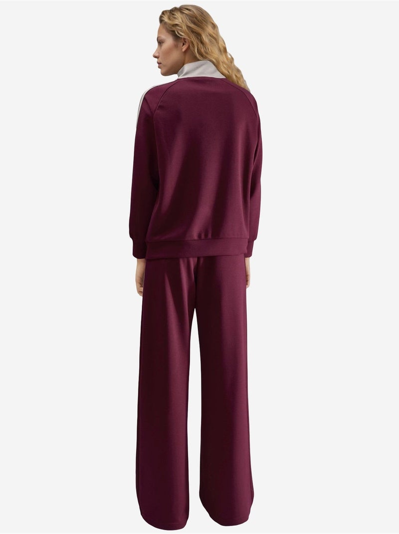 Conjunto de dos piezas a rayas de pierna ancha con cuello con cremallera hiccup Rojo burdeos - Kiabi