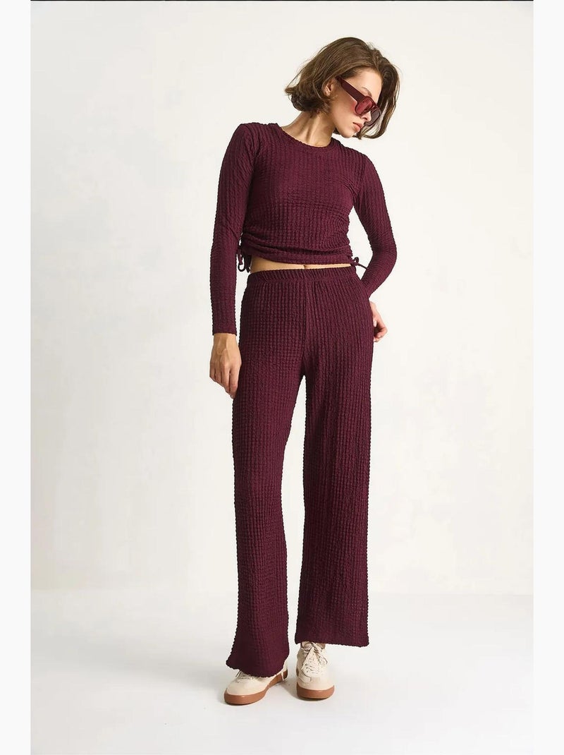 Conjunto de dos piezas ajustado con pantalones acampanados lucci Malva - Kiabi