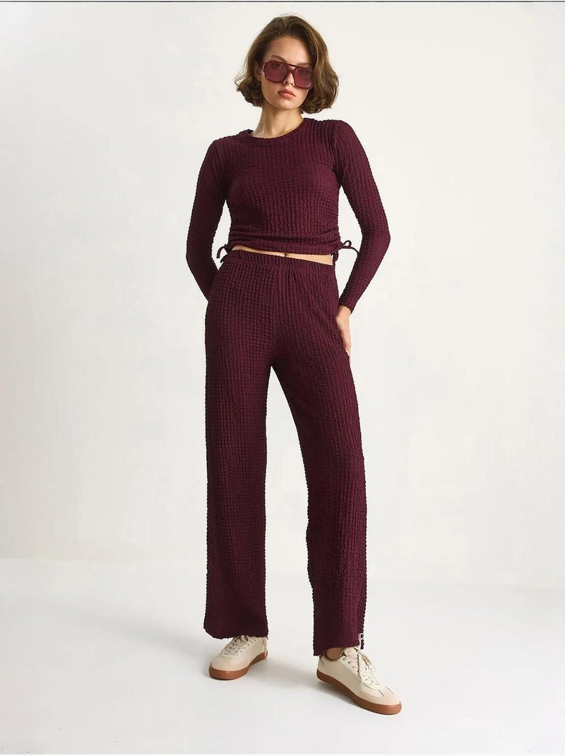 Conjunto de dos piezas ajustado con pantalones acampanados lucci Malva - Kiabi