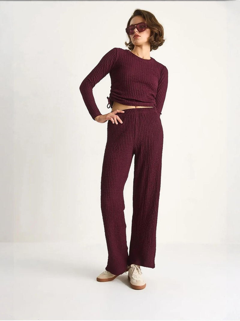 Conjunto de dos piezas ajustado con pantalones acampanados lucci Malva - Kiabi
