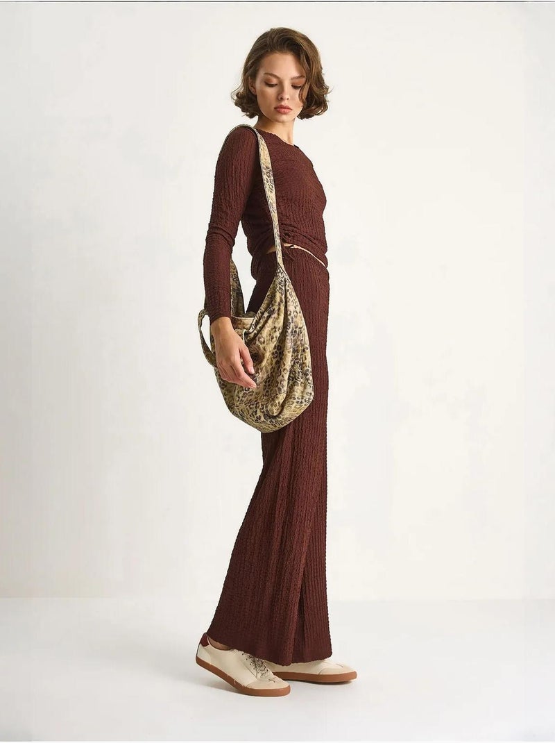 Conjunto de dos piezas ajustado con pantalones acampanados lucci Marrón chocolate - Kiabi