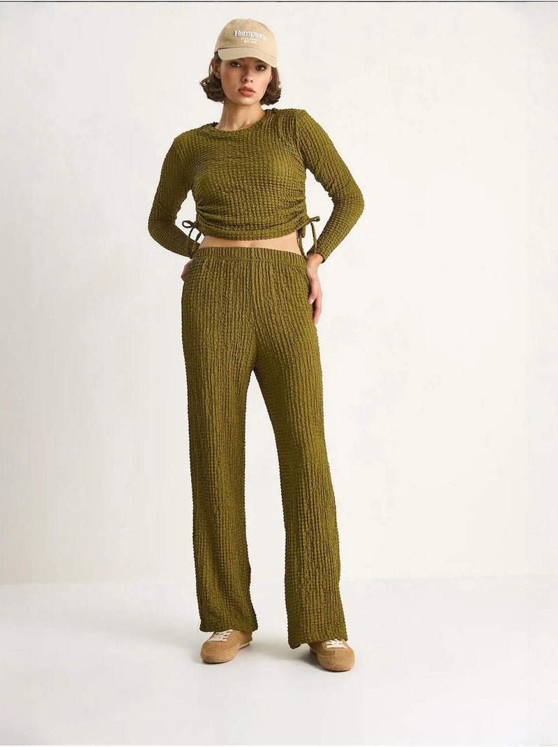 Conjunto de dos piezas ajustado con pantalones acampanados lucci Verde - Kiabi