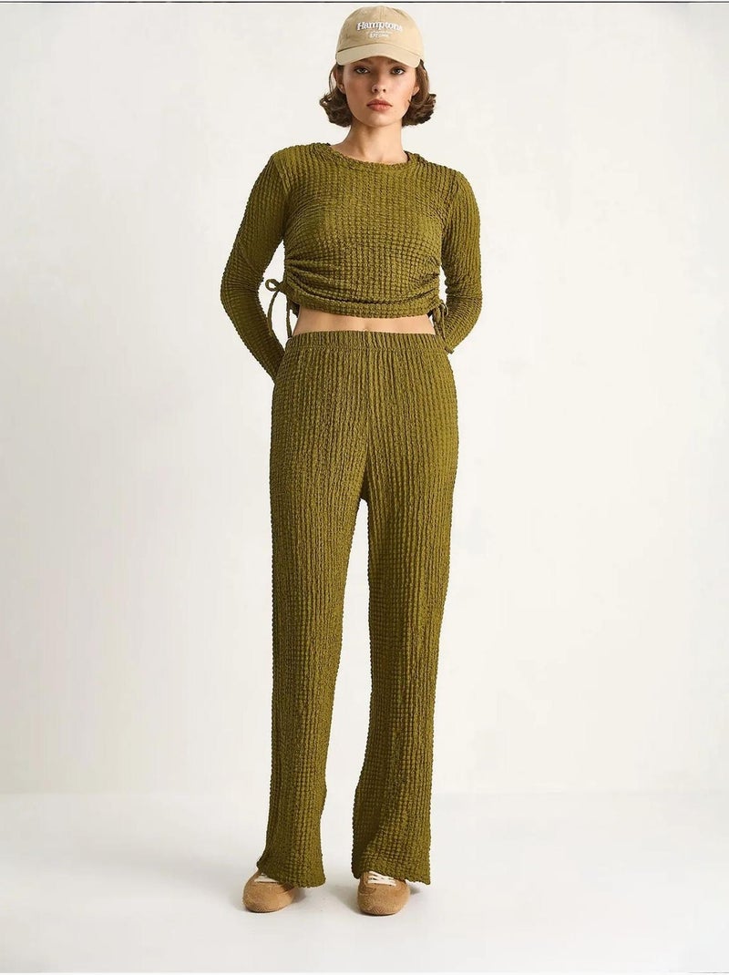 Conjunto de dos piezas ajustado con pantalones acampanados lucci Verde - Kiabi