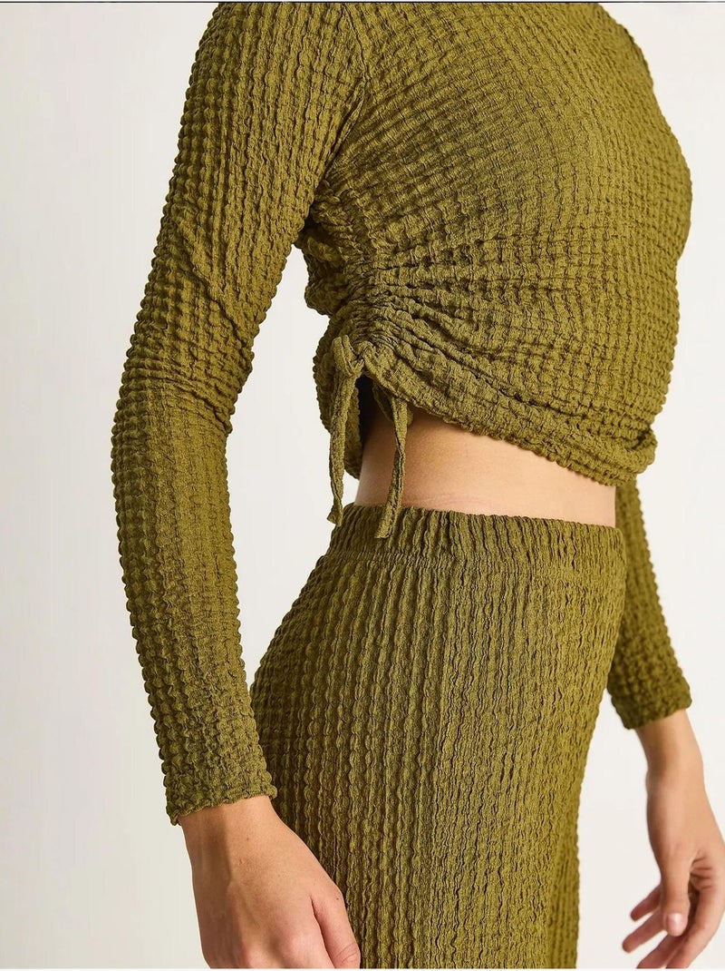 Conjunto de dos piezas ajustado con pantalones acampanados lucci Verde - Kiabi