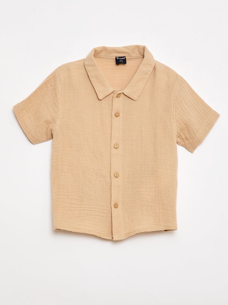 Conjunto de dos piezas camisa + pantalón corto Beige - Kiabi