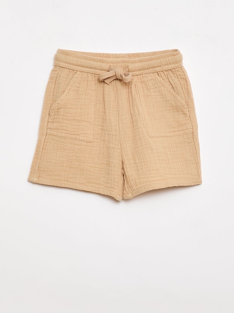 Conjunto de dos piezas camisa + pantalón corto Beige - Kiabi