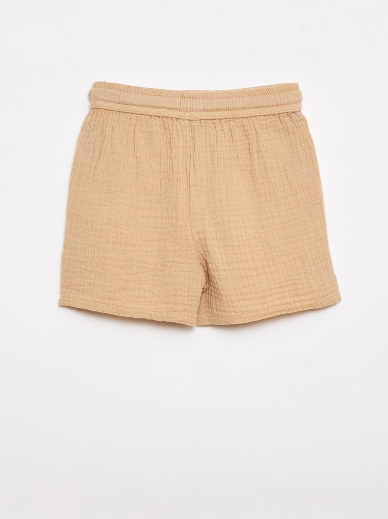 Conjunto de dos piezas camisa + pantalón corto Beige - Kiabi