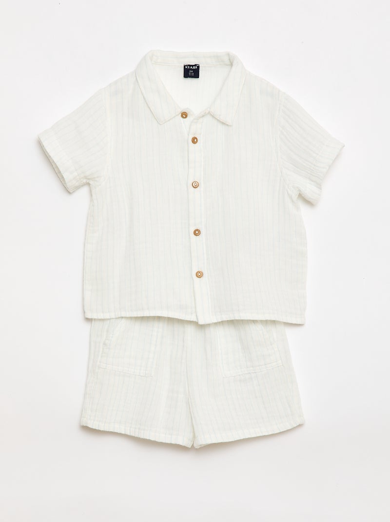 Conjunto de dos piezas camisa + pantalón corto Blanco - Kiabi