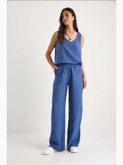 Conjunto de dos piezas con blusa de tirantes y cuello en v y pantalón palazzo lucci - Kiabi Conjunto de dos piezas con blusa de tirantes y cuello en v y pantalón palazzo lucci - Kiabi