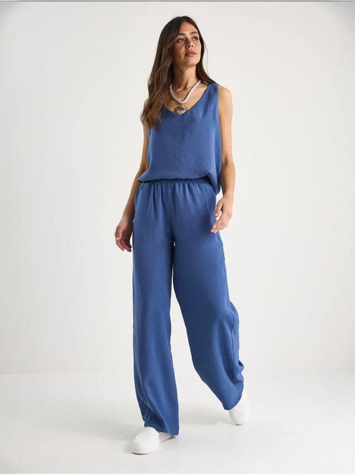 Conjunto de dos piezas con blusa de tirantes y cuello en v y pantalón palazzo lucci - Kiabi Conjunto de dos piezas con blusa de tirantes y cuello en v y pantalón palazzo lucci - Kiabi