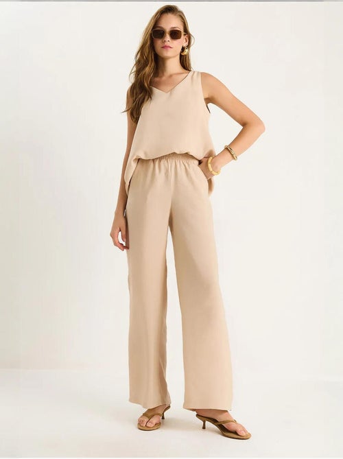 Conjunto de dos piezas con blusa de tirantes y cuello en v y pantalón palazzo lucci - Kiabi