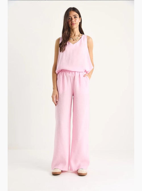 Conjunto de dos piezas con blusa de tirantes y cuello en v y pantalón palazzo lucci - Kiabi Conjunto de dos piezas con blusa de tirantes y cuello en v y pantalón palazzo lucci - Kiabi