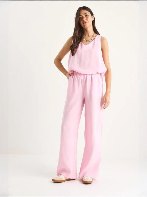 Conjunto de dos piezas con blusa de tirantes y cuello en v y pantalón palazzo lucci - Kiabi Conjunto de dos piezas con blusa de tirantes y cuello en v y pantalón palazzo lucci - Kiabi