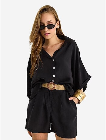 Conjunto de dos piezas con botones y cintura alta lucci