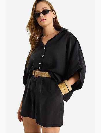 Conjunto de dos piezas con botones y cintura alta lucci