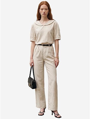 Conjunto de dos piezas con botones y cuello chal de mi moda my fashion