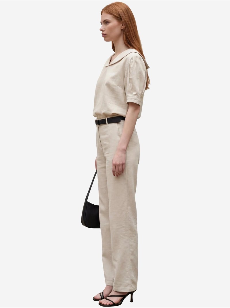 Conjunto de dos piezas con botones y cuello chal de mi moda my fashion Beige arcilla - Kiabi