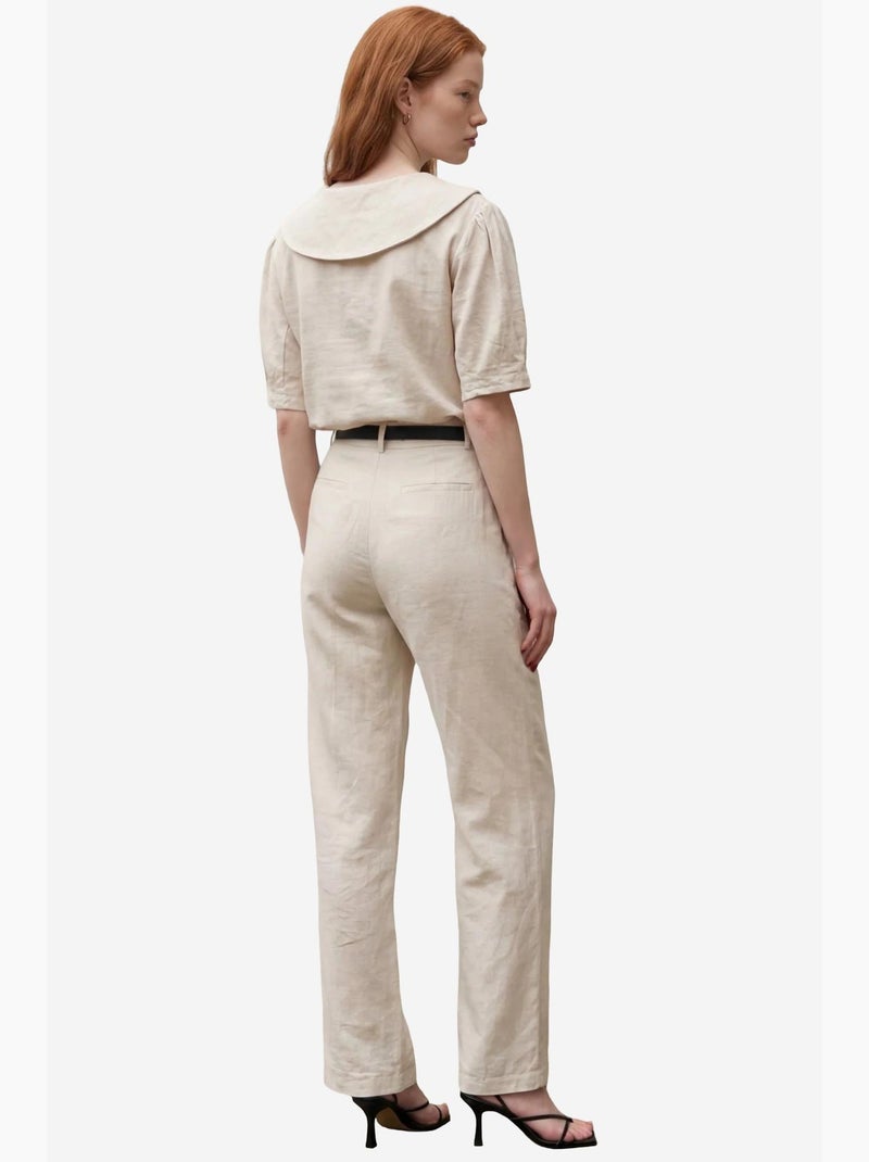 Conjunto de dos piezas con botones y cuello chal de mi moda my fashion Beige arcilla - Kiabi