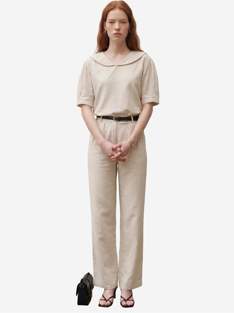 Conjunto de dos piezas con botones y cuello chal de mi moda my fashion Beige arcilla - Kiabi