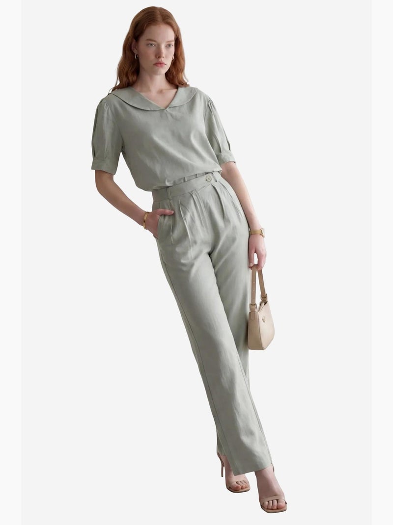 Conjunto de dos piezas con botones y cuello chal de mi moda my fashion Verde pastel - Kiabi