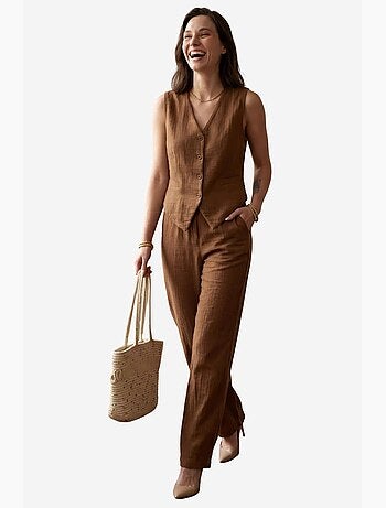 Conjunto de dos piezas con botones y cuello en v texturizado de my fashion