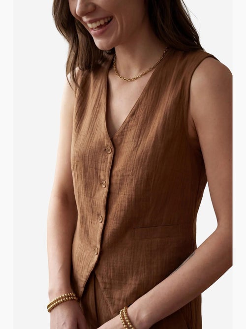 Conjunto de dos piezas con botones y cuello en v texturizado de my fashion - Kiabi