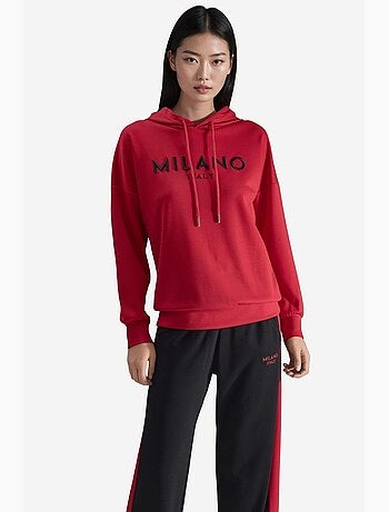 Conjunto de dos piezas con capucha, bordado, pierna larga y ancha hiccup