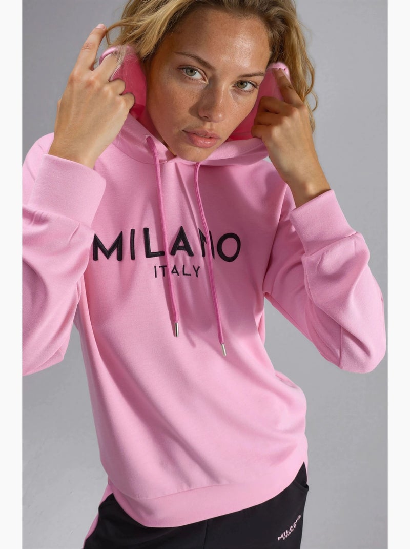Conjunto de dos piezas con capucha, bordado, pierna larga y ancha hiccup Rosa fluo/Solinotes - Kiabi