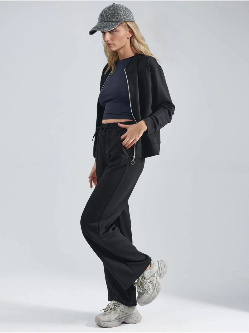 Conjunto de dos piezas con capucha, cintura alta y pierna ancha hiccup Negro - Kiabi