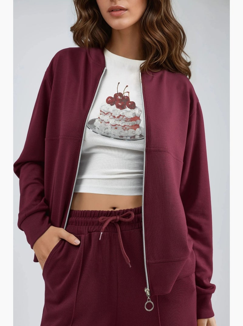 Conjunto de dos piezas con capucha, cintura alta y pierna ancha hiccup Rojo burdeos - Kiabi