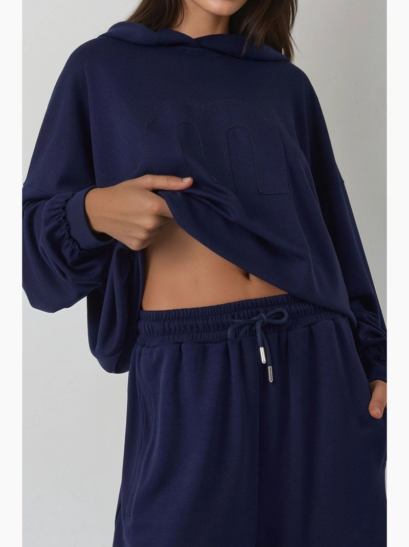 Conjunto de dos piezas con capucha, corte oversize y cintura alta hiccup Azul marino - Kiabi