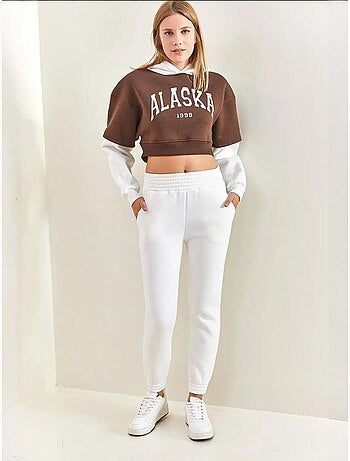 Conjunto de dos piezas con capucha y estampado cepillado de hilo lucci