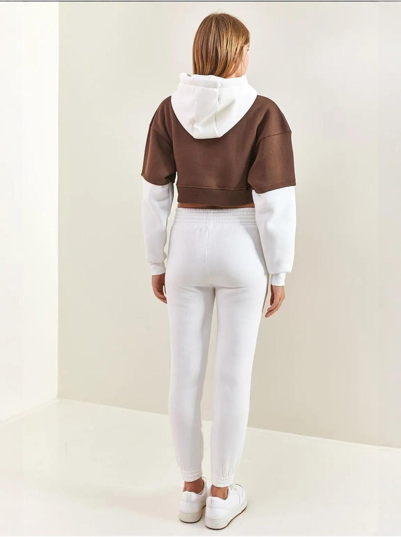 Conjunto de dos piezas con capucha y estampado cepillado de hilo lucci Marrón chocolate - Kiabi