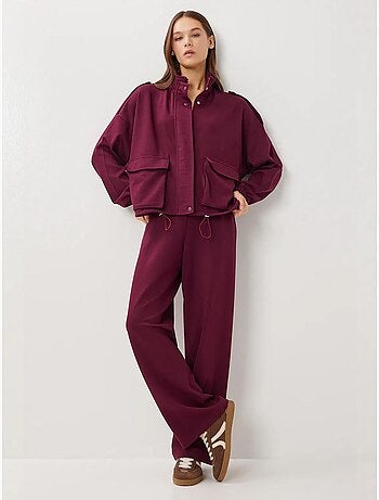Conjunto de dos piezas con chaqueta con detalle de bolsillo y pantalón de pierna ancha istanbul