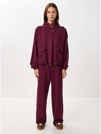 Conjunto de dos piezas con chaqueta con detalle de bolsillo y pantalón de pierna ancha istanbul
