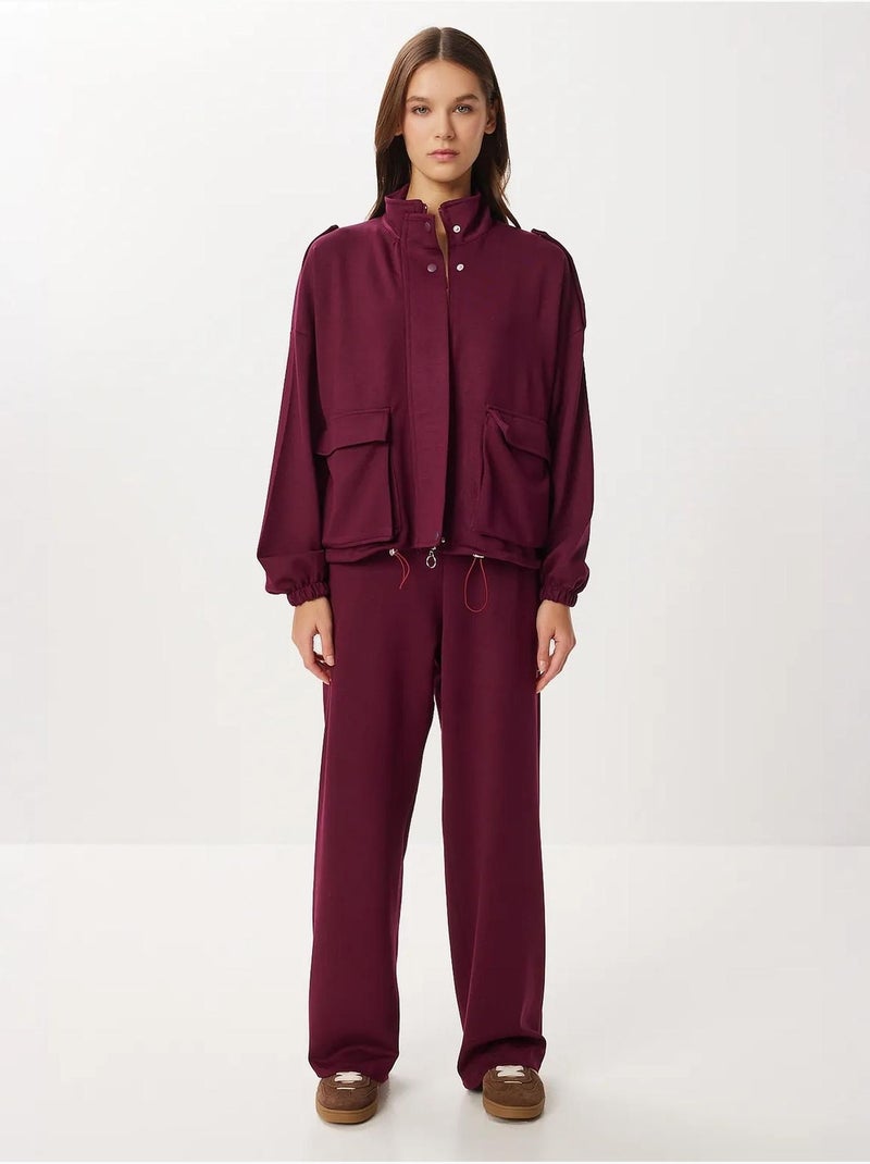 Conjunto de dos piezas con chaqueta con detalle de bolsillo y pantalón de pierna ancha istanbul Malva - Kiabi