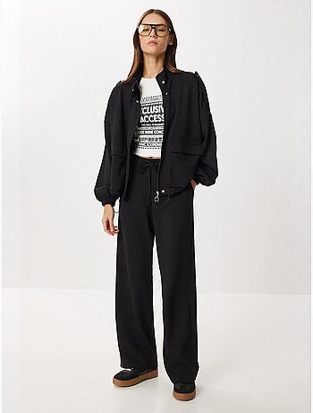Conjunto de dos piezas con chaqueta con detalle de bolsillo y pantalón de pierna ancha istanbul