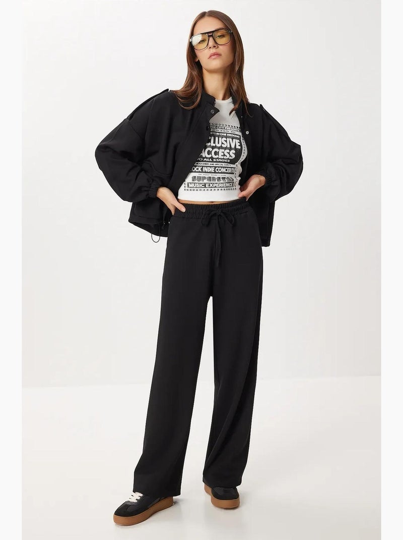 Conjunto de dos piezas con chaqueta con detalle de bolsillo y pantalón de pierna ancha istanbul Negro - Kiabi